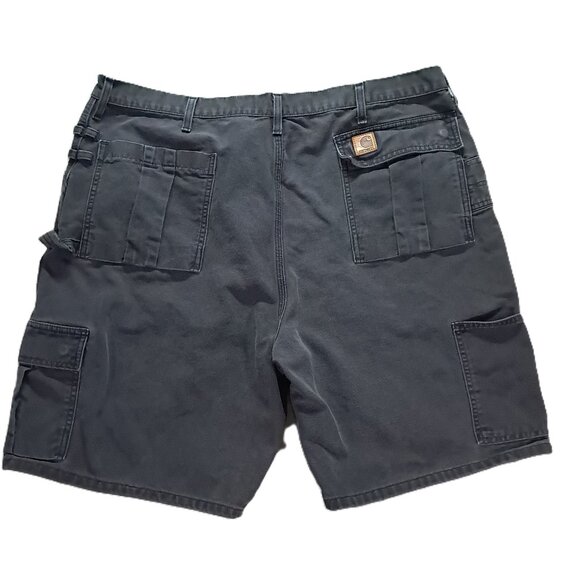 Vintage Carhartt B81 Canvas Cargo Shorts Men 41x8, Tag 44 Black Fade Utility - Picture 1 of 13